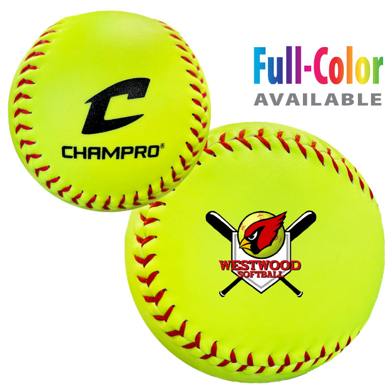 Softballs, ChamPro 12” Optic Yellow Synthetic Leather (slowpitch)
